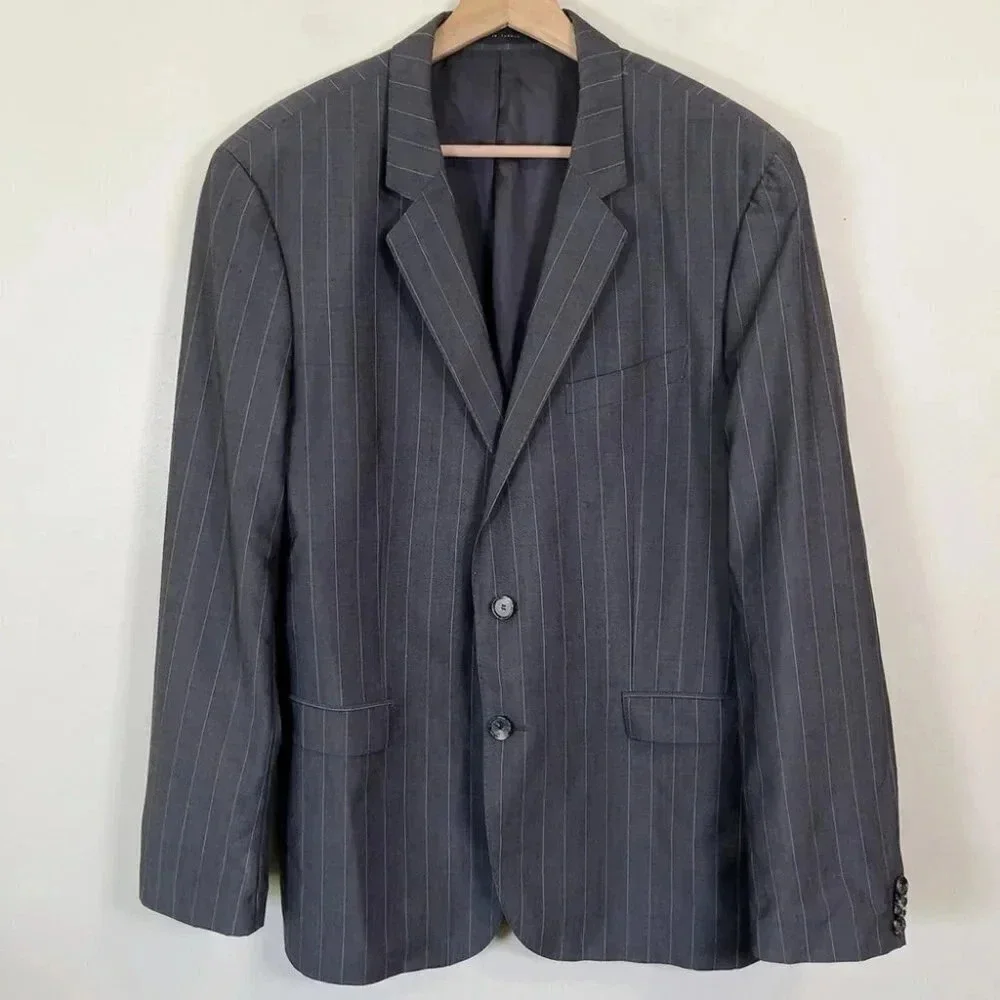 Hugo Boss Ryan/Win Mohair Wool Slim Fit Striped Double Button Blazer